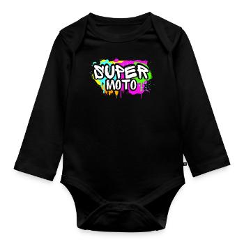 Supermoto / Supermotard / Supermoto Wheelie Biker - Organic Longsleeve Baby Bodysuit - black - Front