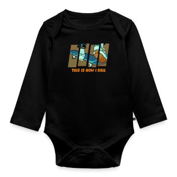 Skateboard Skateboarder Skater - Baby Bio-Langarm-Body - Schwarz - Vorne
