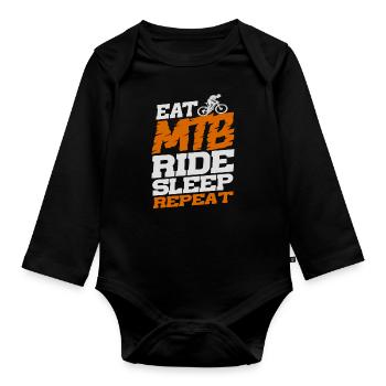 Eat Mtb Ride Sleep Repeat Design Für Fahrradfahrer - Baby Bio-Langarm-Body - Schwarz - Vorne