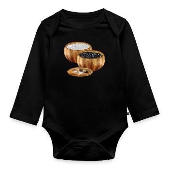 Brettspiel Go Steine - Baby Bio-Langarm-Body - Schwarz - Vorne