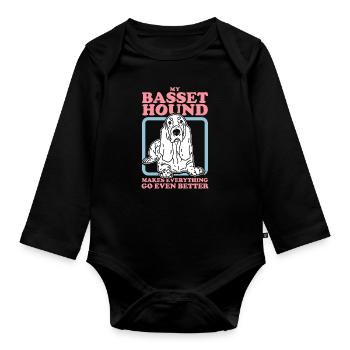Basset Hound Dogs | Dog Owner Gift - Organic Longsleeve Baby Bodysuit - black - Front