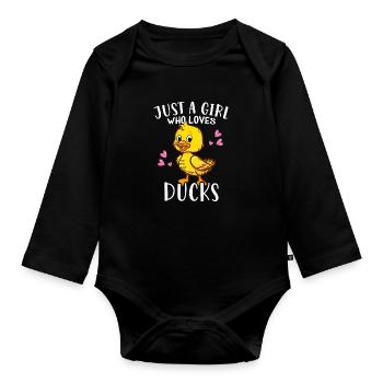 Enten Liebhaber Ente Just A Girl Who Loves Ducks - Baby Bio-Langarm-Body - Schwarz - Vorne