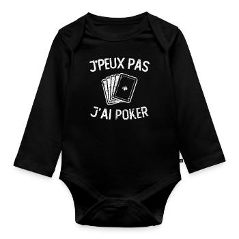 J'peux pas j'ai poker - Body Bébé bio manches longues - noir - Devant