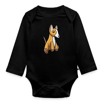 Podenco Ibicenco Cuddly Toy Dog - Organic Longsleeve Baby Bodysuit - black - Front