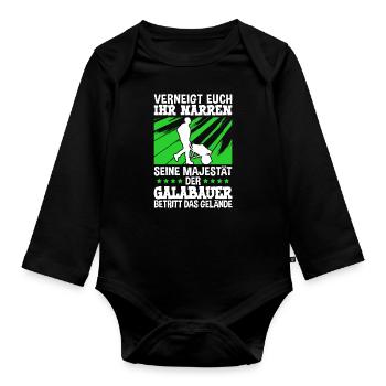 Der Galabauer betritt das Gelände Galabau - Baby Bio-Langarm-Body - Schwarz - Vorne