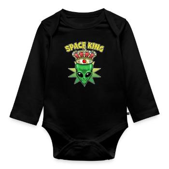 Space King Alien - Organic Longsleeve Baby Bodysuit - black - Front