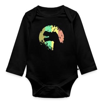 Dinosaur T-Rex Design - Organic Longsleeve Baby Bodysuit - black - Front