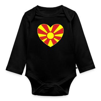 Cœur de drapeau de la Macédoine du Nord - Body Bébé bio manches longues - noir - Devant