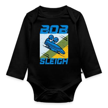 Bob Bobfahren Bobfahren Wintersport - Baby Bio-Langarm-Body - Schwarz - Vorne