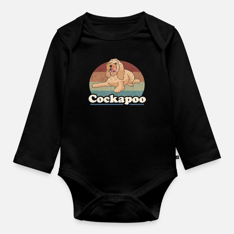 Cockapoo Hund Hundehalter Hundebesitzer Geschenk - Baby Bio-Langarm-Body - Schwarz