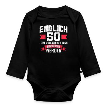 50 Geburtstag - Baby Bio-Langarm-Body - Schwarz - Vorne