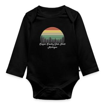 Copper Country State Forest - Organic Longsleeve Baby Bodysuit - black - Front