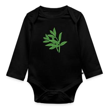 feuilles planter printemps plante naturelle feuille - Body Bébé bio manches longues - noir - Devant