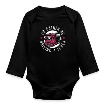 LKW Fahrerin - Baby Bio-Langarm-Body - Schwarz - Vorne