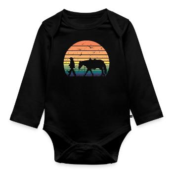 Retro Vintage Horseman Pferd Lover Reiter Geschenk - Baby Bio-Langarm-Body - Schwarz - Vorne