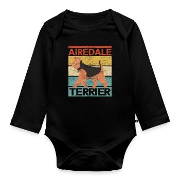Airedale Terrier Hund Hundebesitzer Geschenk - Baby Bio-Langarm-Body - Schwarz - Vorne