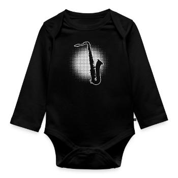 Saxophone Saxophone Saxophone Saxophone Ladies Saxophonist - Organic Longsleeve Baby Bodysuit - black - Front