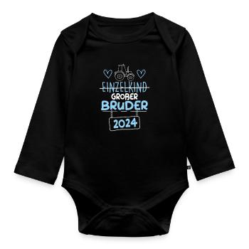 Großer Bruder 2024 - Baby Bio-Langarm-Body - Schwarz - Vorne