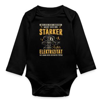 Elektriker, Elektrizität kann dich töten - Baby Bio-Langarm-Body - Schwarz - Vorne