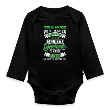 Fußballtrainer Trainer Spruch Geschenk - Baby Bio-Langarm-Body - Schwarz - Vorne
