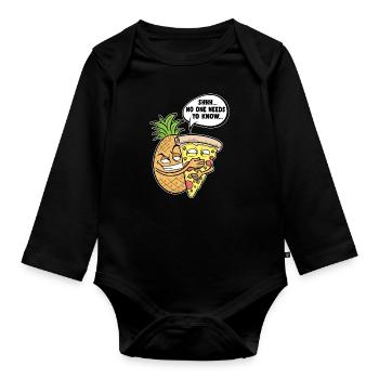 Pineapple Hawaiian Pizza Shh, No One Needs To Know - Baby Bio-Langarm-Body - Schwarz - Vorne