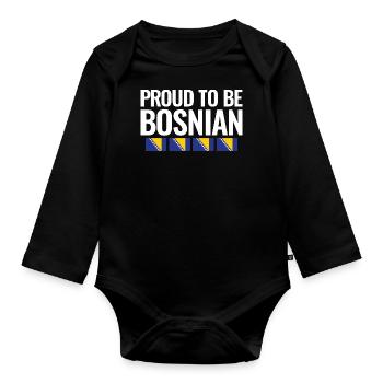 Proud To Be Bosnian Bosnien Balkan Bosnisch - Baby Bio-Langarm-Body - Schwarz - Vorne