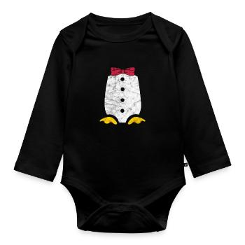 Pinguin - Baby Bio-Langarm-Body - Schwarz - Vorne