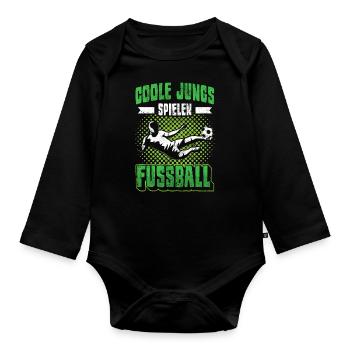 Fußball | Coole Jungs spielen Fußball - Baby Bio-Langarm-Body - Schwarz - Vorne