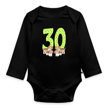 30e anniversaire - Body Bébé bio manches longues - noir - Devant