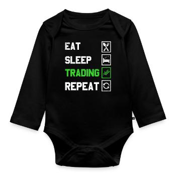 Eat Sleep Trading Repeat Trading Conception pour - Body Bébé bio manches longues - noir - Devant