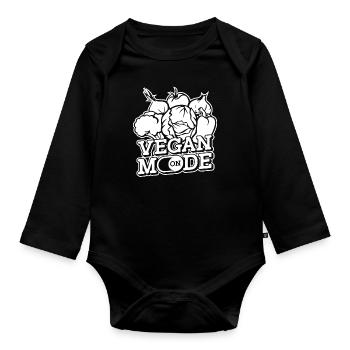 Vegan Veganer - Baby Bio-Langarm-Body - Schwarz - Vorne