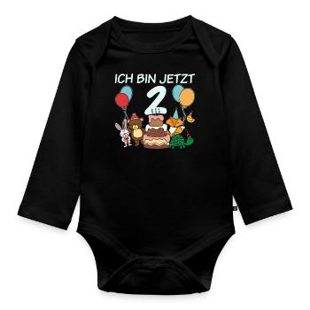2 Geburtstag | 2. Geburtstag Kindergeburtstag - Baby Bio-Langarm-Body - Schwarz - Vorne