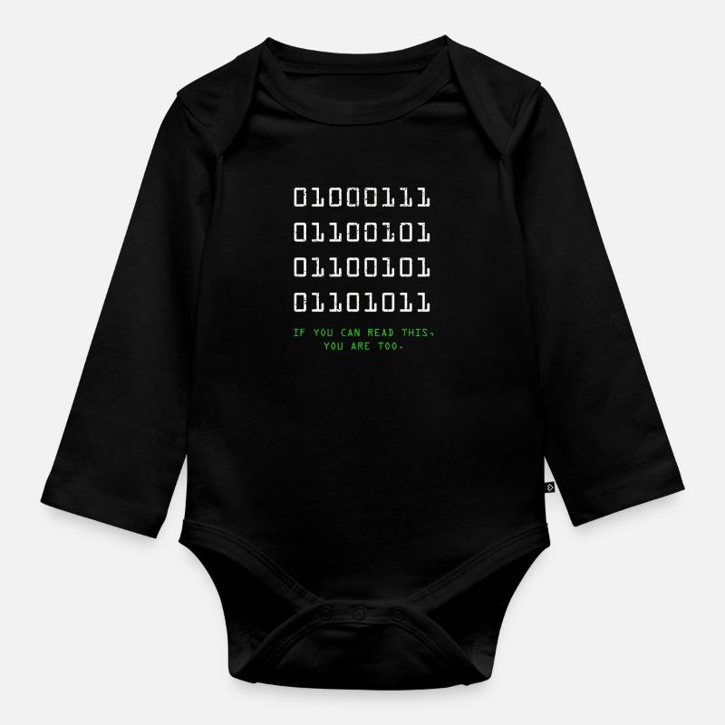 Geek Computer Nerd Binary Code IT Drôle programmeur - Body Bébé bio manches longues - noir
