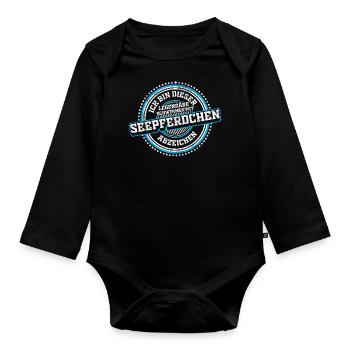 Seepferdchen Abzeichen Prüfung bestanden Geschenk - Baby Bio-Langarm-Body - Schwarz - Vorne