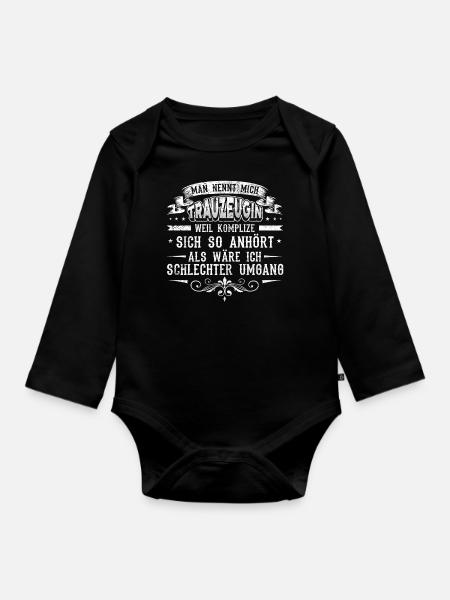 Trauzeugin - Baby Bio-Langarm-Body - Schwarz