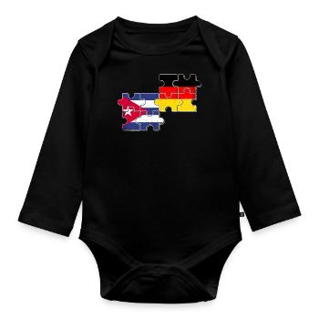 Kubaner Deutscher Flagge Liebe Deutschland Kuba - Baby Bio-Langarm-Body - Schwarz - Vorne