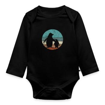 Pinguin - Baby Bio-Langarm-Body - Schwarz - Vorne