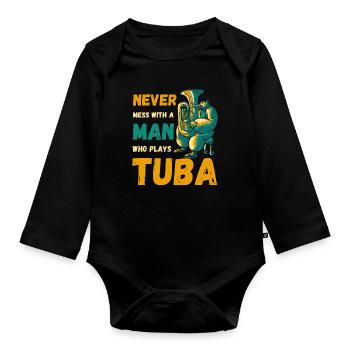 Tubiste tuba - Body Bébé bio manches longues - noir - Devant