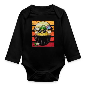 Pineapple - Organic Longsleeve Baby Bodysuit - black - Front