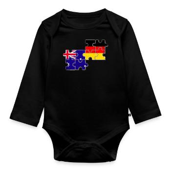 Australien Deutschland Australisch Deutsch Flagge - Baby Bio-Langarm-Body - Schwarz - Vorne