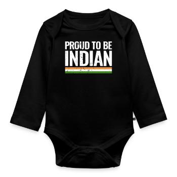 Fier d’être Indian Indian Flag India - Body Bébé bio manches longues - noir - Devant