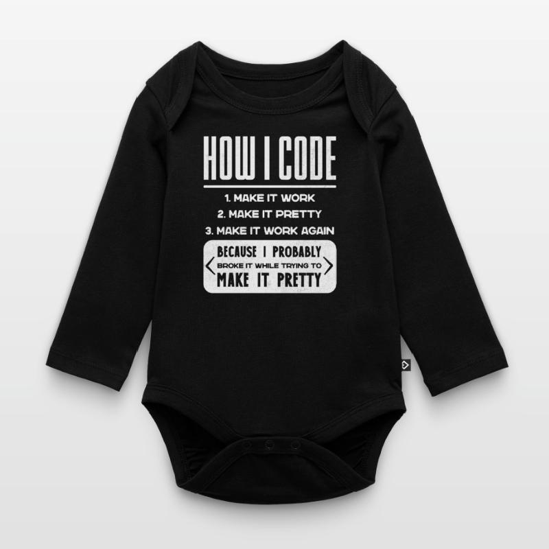 Programmeur, Code, Nerd, Programmation Body Bébé bio manches longues