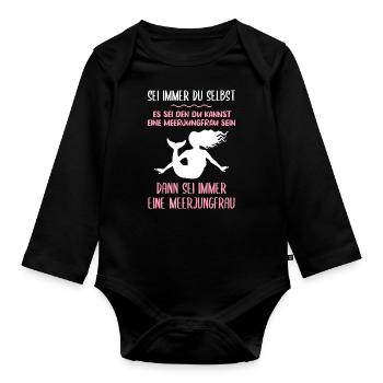 Meerjungfrau Lustiger Spruch Damen Mädchen - Baby Bio-Langarm-Body - Schwarz - Vorne