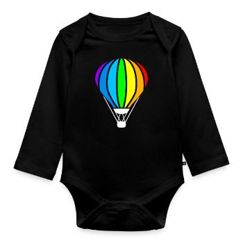 Hot air balloon, flying a hot air balloon - Organic Longsleeve Baby Bodysuit - black - Front