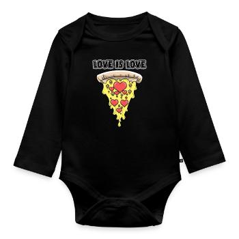 Pizza Liebe Love Is Love - Organic Longsleeve Baby Bodysuit - black - Front