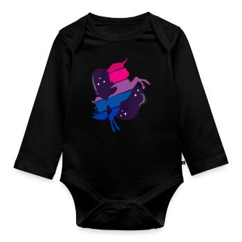 Bisexuel Bi Pride Flag Licorne - Body Bébé bio manches longues - noir - Devant
