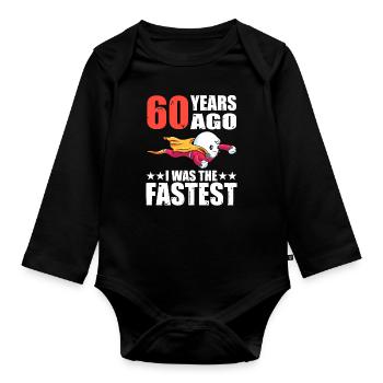 60 ans que j’étais le plus rapide 60e anniversaire - Body Bébé bio manches longues - noir - Devant