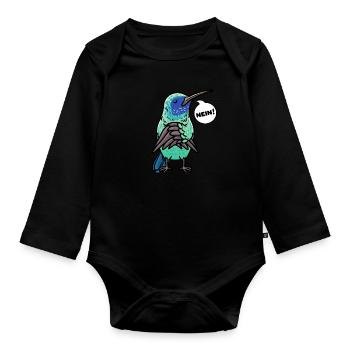 Sturer Kolibri Vogel Nein - Baby Bio-Langarm-Body - Schwarz - Vorne