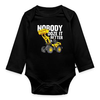 Bulldozer Planierraupe - Baby Bio-Langarm-Body - Schwarz - Vorne