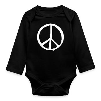 peace sign - Organic Longsleeve Baby Bodysuit - black - Front